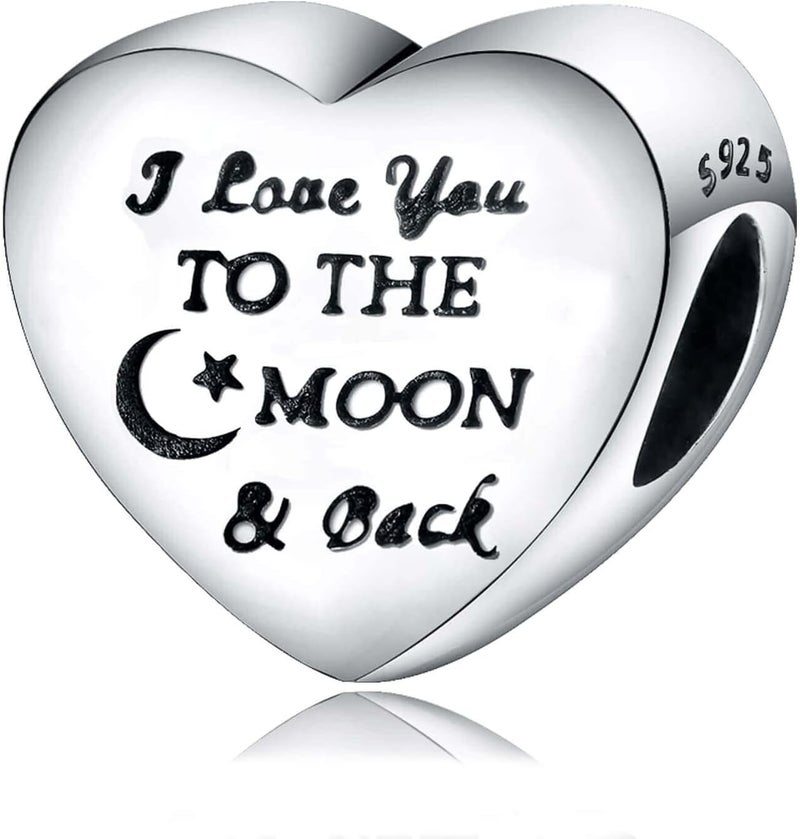 VALGACLS 925 Sterling Silver Family Love Mom Mouse Heart Charms for Bracelets Necklace Valentine's Day Mother's Day Jewelry Charm for Women - Image 1